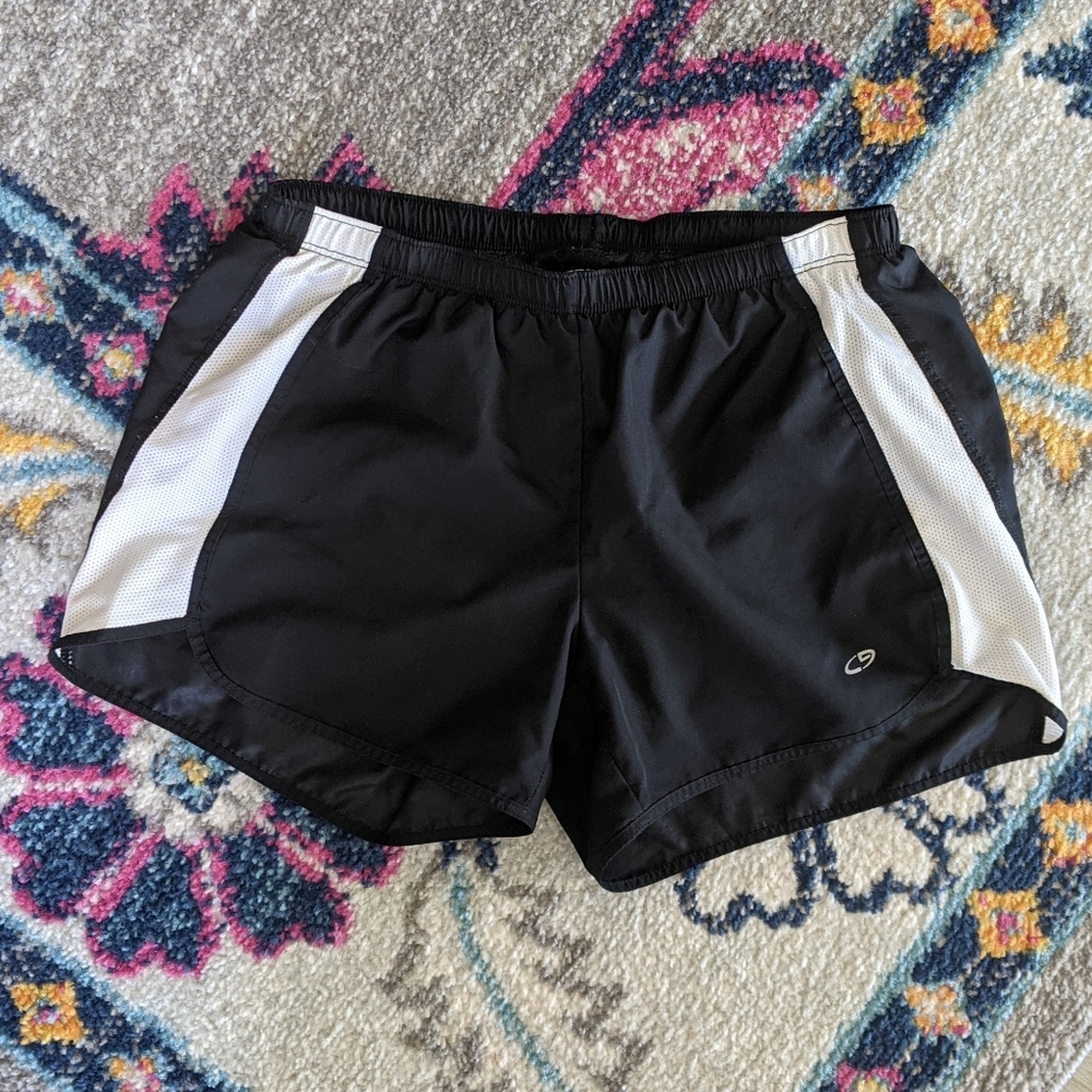 Champion black and white running shorts